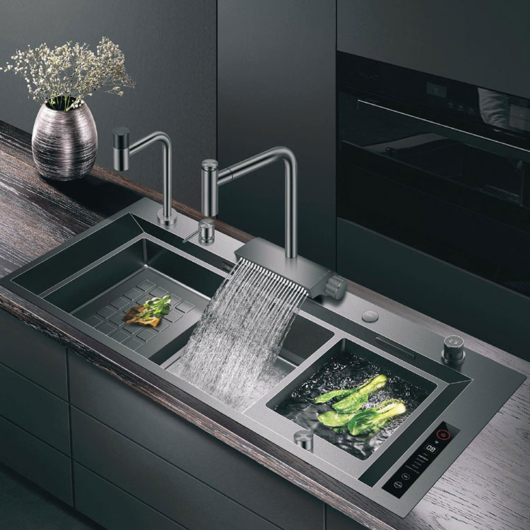 Spoelkeuken Extra grote Nano Black Diamond dubbele tank